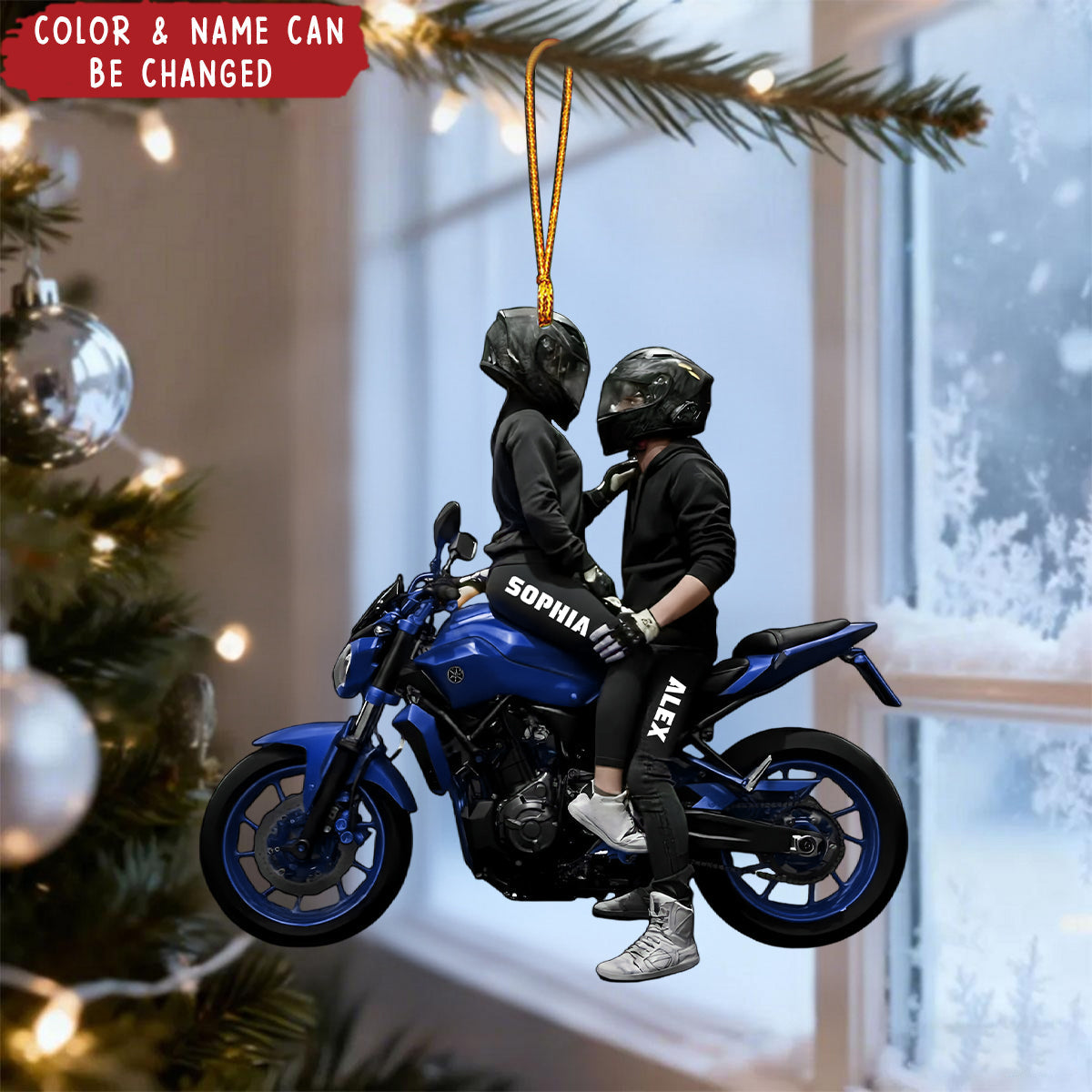 Motorbike Couple Home Decor, Christmas Ornament, Personalized Ornament
