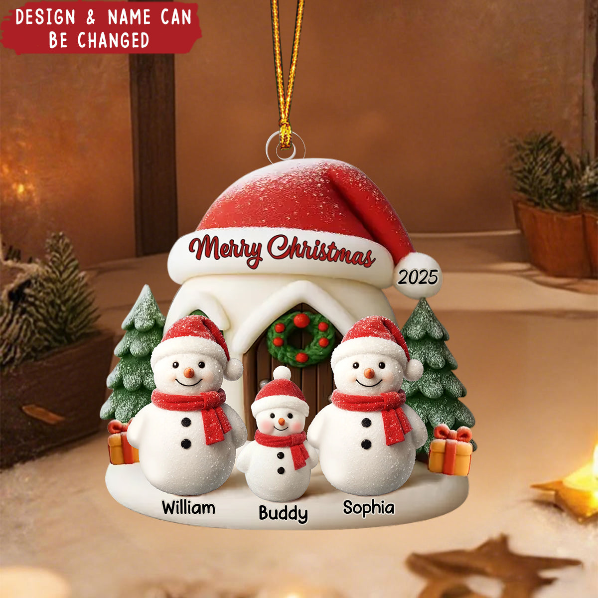 Snowman Acrylic Ornament - Personalized Christmas Birthday Gifts - Love Grows In Our Circle