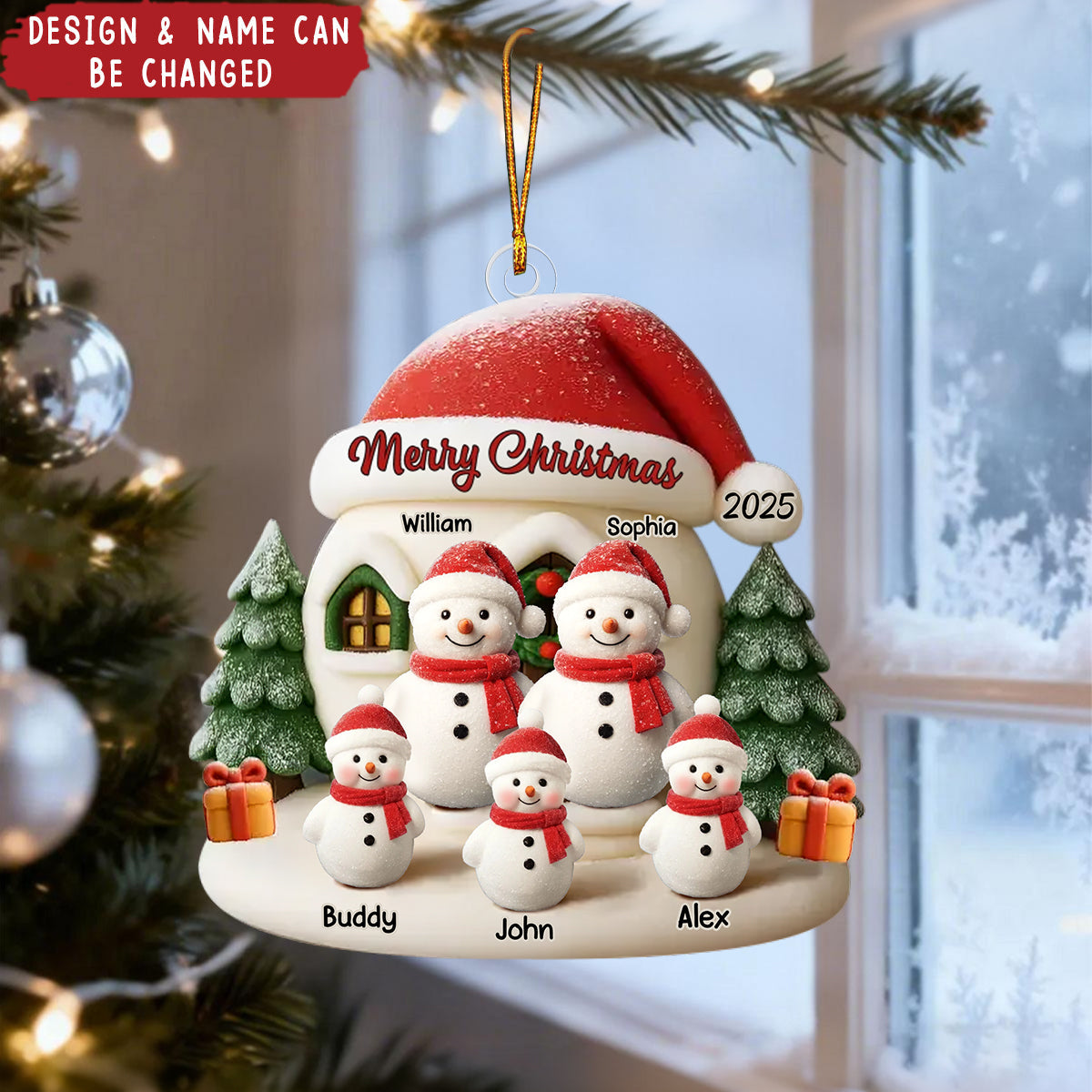 Snowman Acrylic Ornament - Personalized Christmas Birthday Gifts - Love Grows In Our Circle