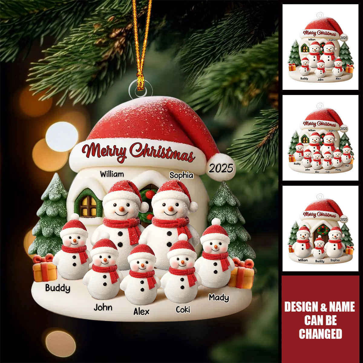 Snowman Acrylic Ornament - Personalized Christmas Birthday Gifts - Love Grows In Our Circle