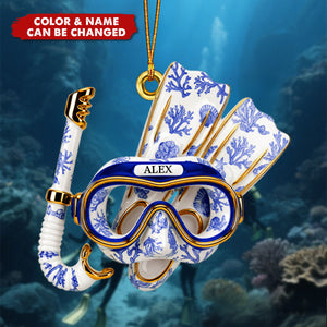 Deep Sea Diver's Toile Christmas Ornament - Personalized Gifts For Scuba Diving Lovers