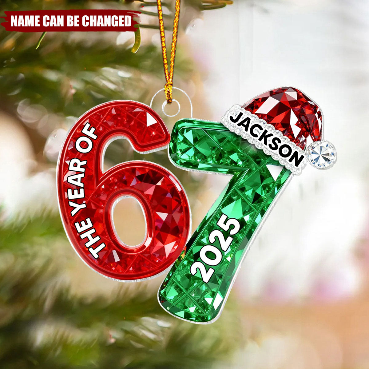 Shining Effect 67 Six Seven 2025 Slang Christmas - Personalized Acrylic Ornament - Funny Christmas Gift