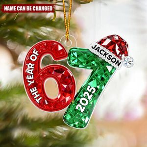 Shining Effect 67 Six Seven 2025 Slang Christmas - Personalized Acrylic Ornament - Funny Christmas Gift
