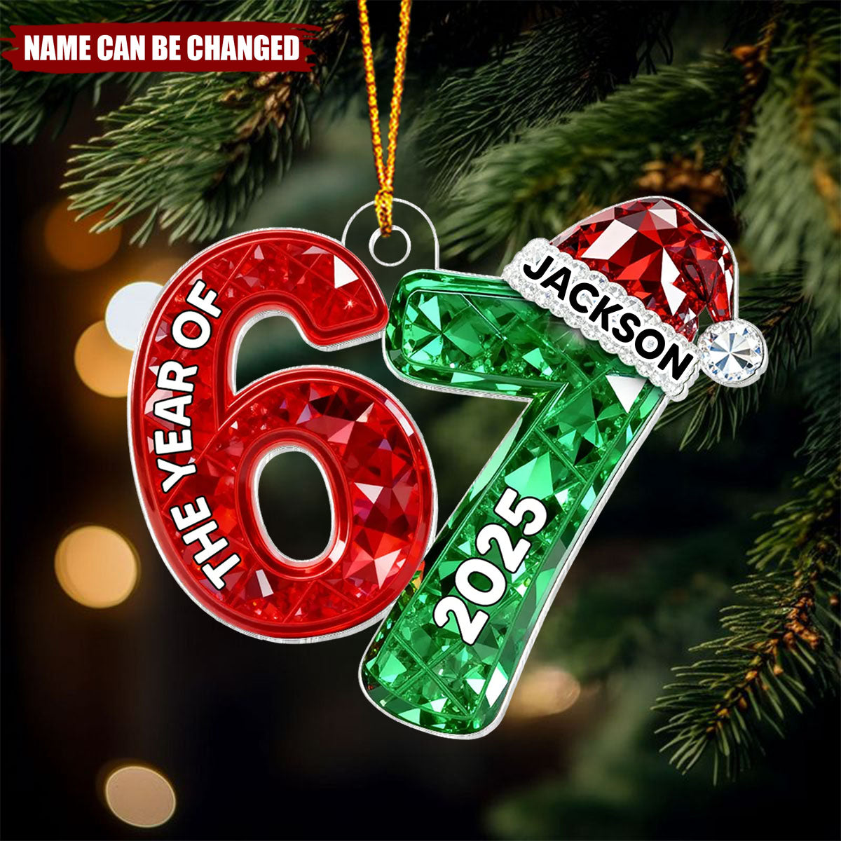 Shining Effect 67 Six Seven 2025 Slang Christmas - Personalized Acrylic Ornament - Funny Christmas Gift
