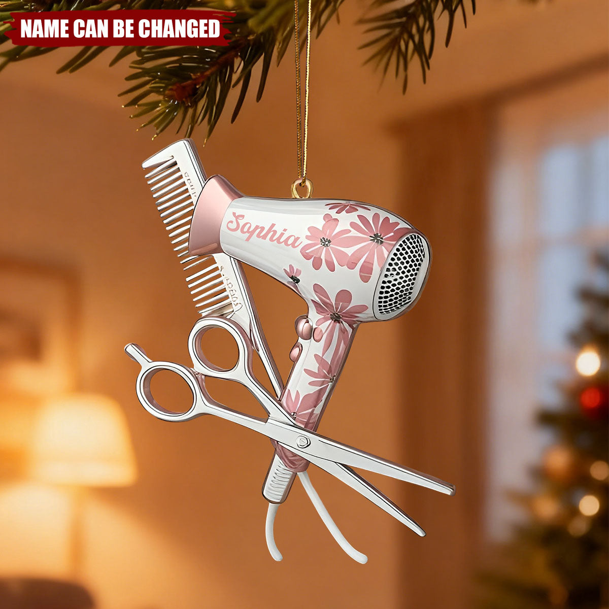 Custom Name Hairstylist Christmas Ornament, Hairdresser Gift, Hair Stylist Gift