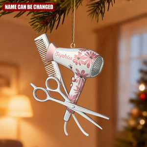 Custom Name Hairstylist Christmas Ornament, Hairdresser Gift, Hair Stylist Gift