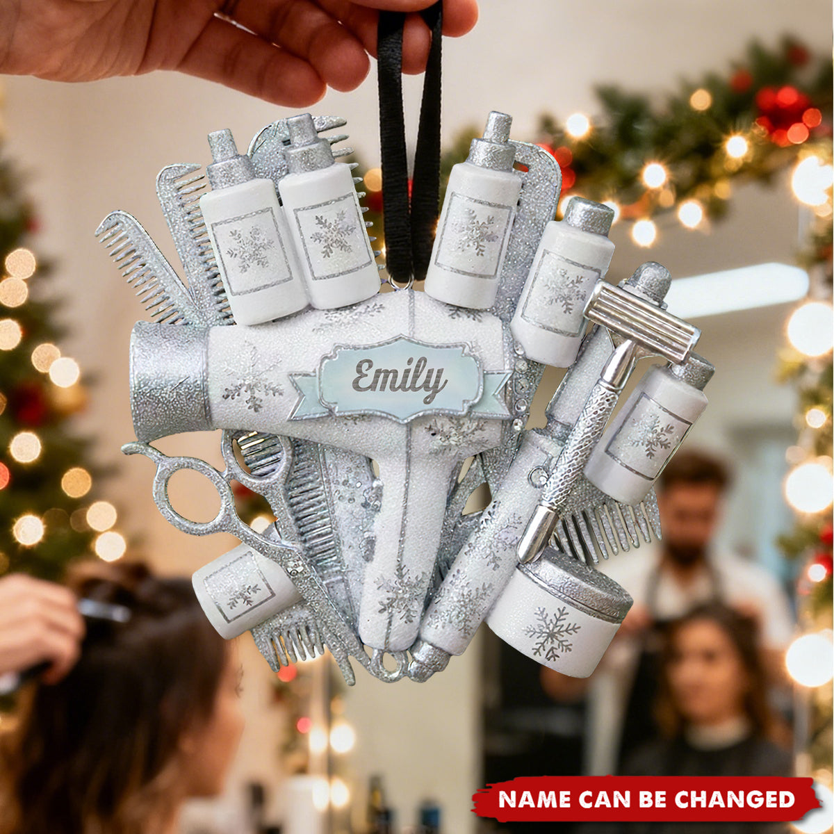 Custom Name Hair Stylist Christmas Ornament, Salon Tools Tree Decor