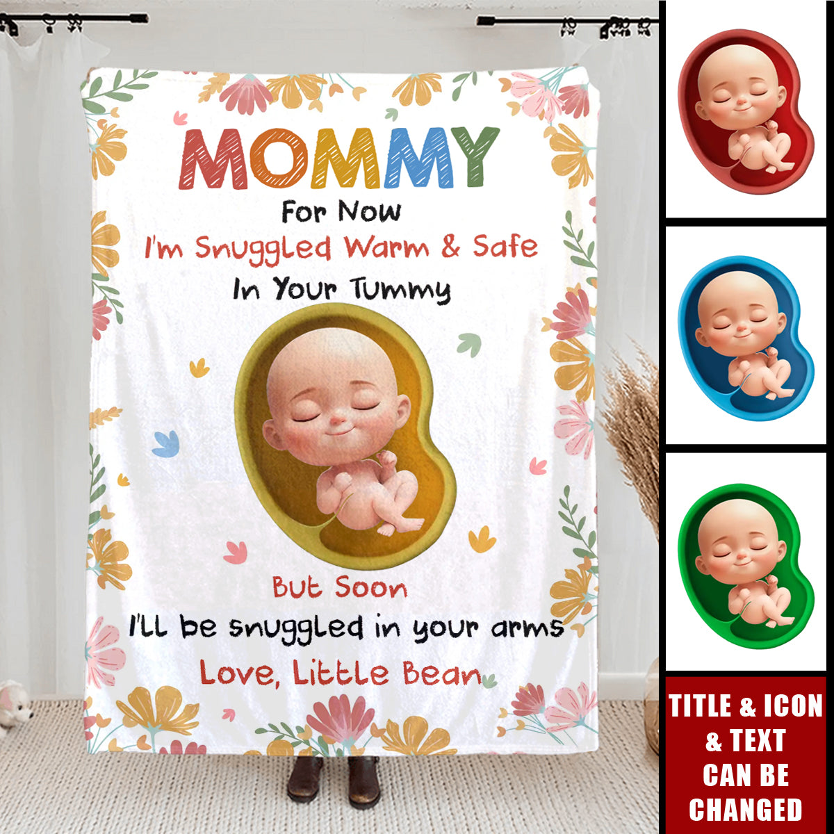 Personalized Blanket, Baby Shower, Gender Reveal Gifts For New Moms, New Dads, New Parents - Snuggled In Your Love, Always