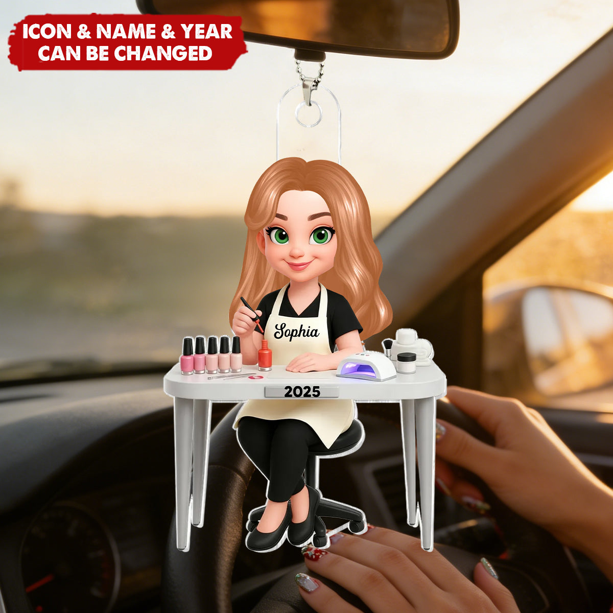 Nail Technician - Personalized Acrylic Car Ornament - Gift For Nail Technician, Nails Decor, Beauty Salon, Woman, Girl