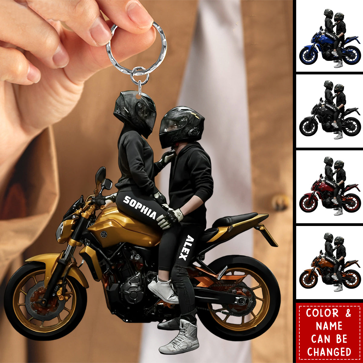 Personalized Motorbike Couple Keychain, Gift for Biker Couple