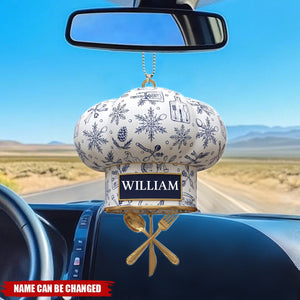Personalized Chef Hat Acrylic Car Ornament, Gift For Chef, Cooking Keepsake, Kitchen Lover Gift
