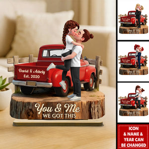 Romantic Couple Pickup Truck God Bless The Broken Road - Personalized 2-Layered Wooden Plaque