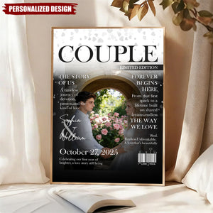 Couple Magazine Cover, Custom Love Story Canvas, Romantic Couple Gift, Wedding Gift, Anniversary Keepsake, Valentine’s Day Wall Art