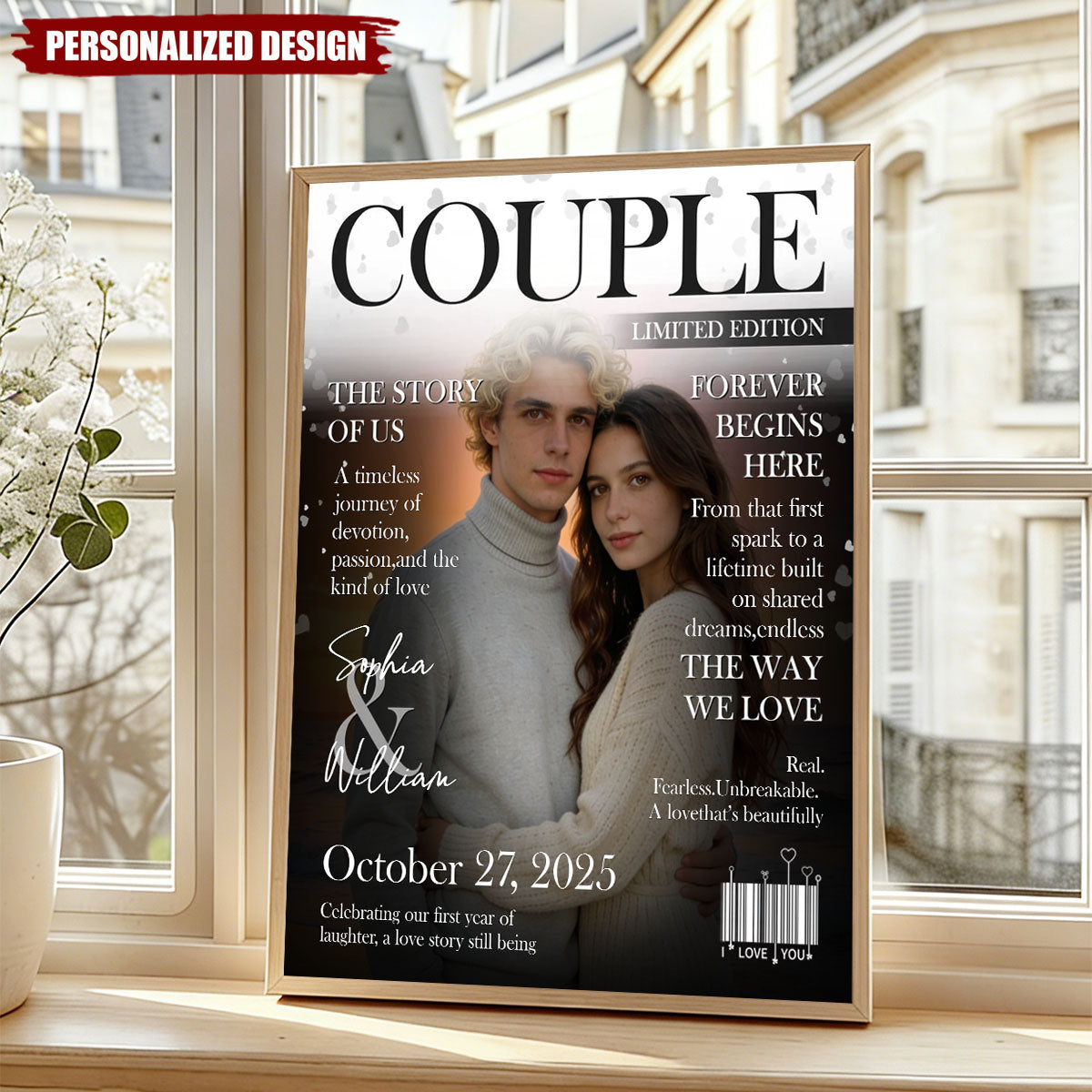 Couple Magazine Cover, Custom Love Story Canvas, Romantic Couple Gift, Wedding Gift, Anniversary Keepsake, Valentine’s Day Wall Art