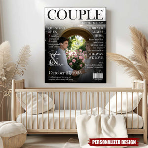Couple Magazine Cover, Custom Love Story Canvas, Romantic Couple Gift, Wedding Gift, Anniversary Keepsake, Valentine’s Day Wall Art