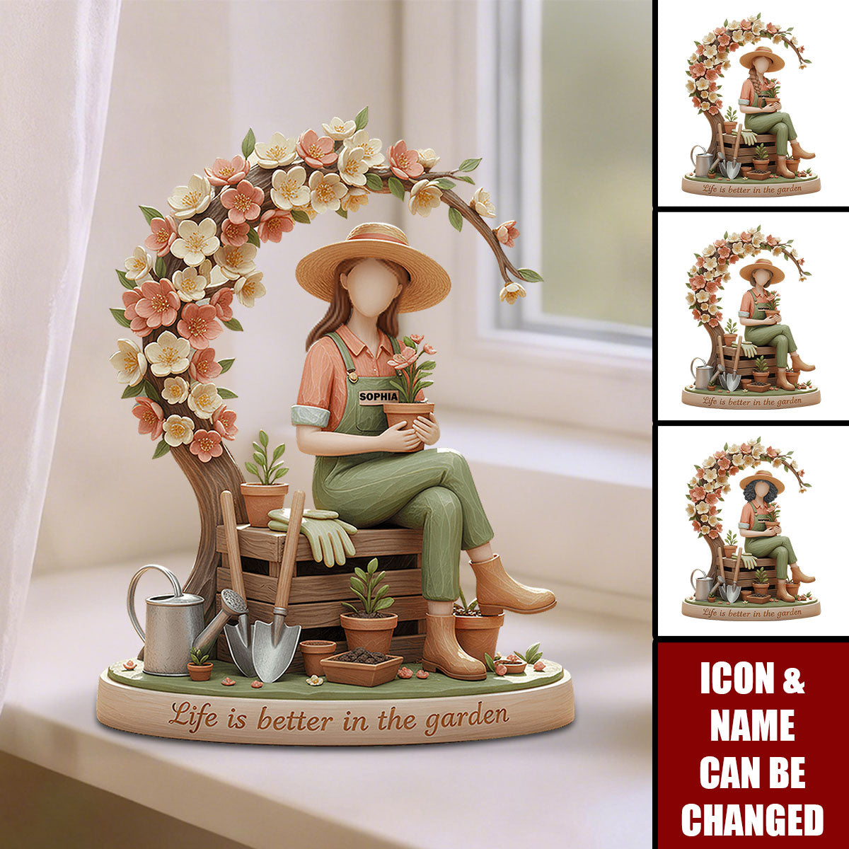 Gardening Girl Acrylic Plaque - Personalized Gifts