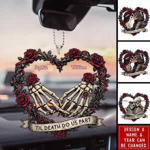 Skull Couple Spooky Skeleton Style ’Til Death Do Us Part - Personalized Rear View Mirror Accessory