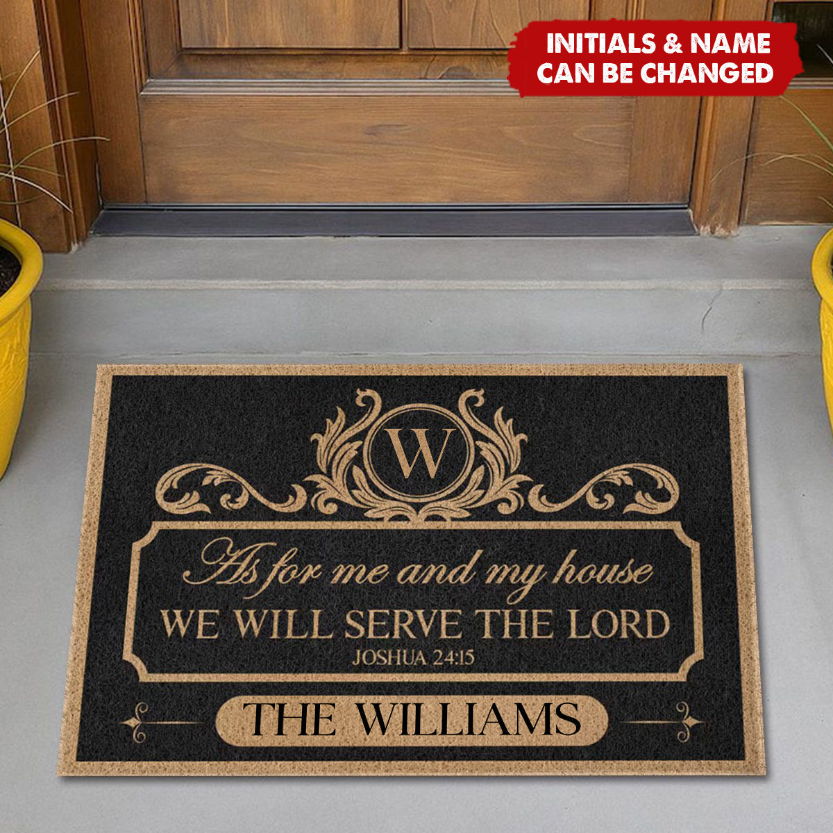 We'll Serve The Lord - Personalized Doormat