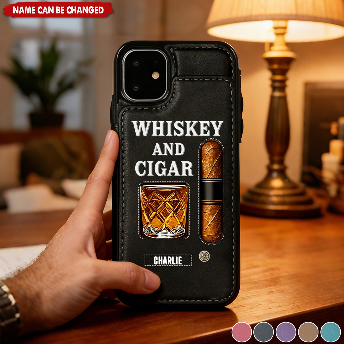 Whiskey & Cigar - Personalized Whisky Wallet Phone Case