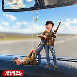 Hunting Couple Acrylic Car Ornament - Personalized Gifts For Couple