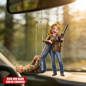 Hunting Couple Acrylic Car Ornament - Personalized Gifts For Couple
