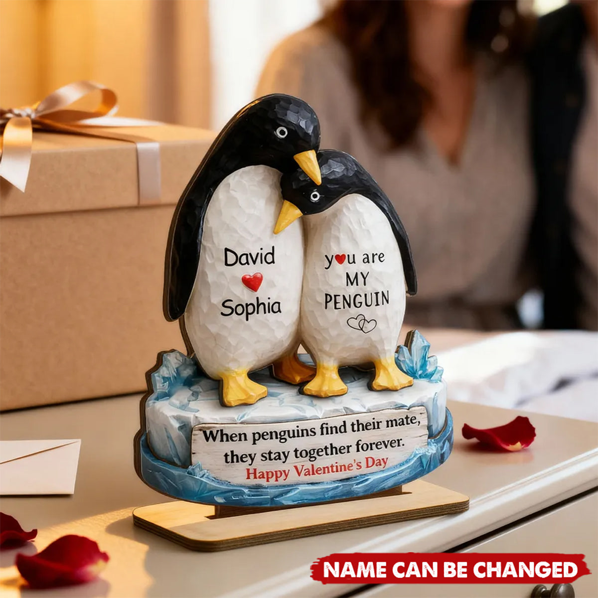 You Are My Penguin - Personalized 2-Layered Wooden Plaque - Sentimental Wedding Anniversary Gift, Valentine's Day Gift