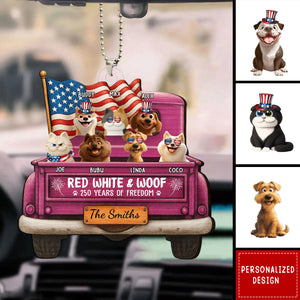 Red White Woof 250 Years Of Freedom - Personalized Acrylic Car Ornament