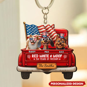 Red White Woof 250 Years Of Freedom - Personalized Acrylic Keychain
