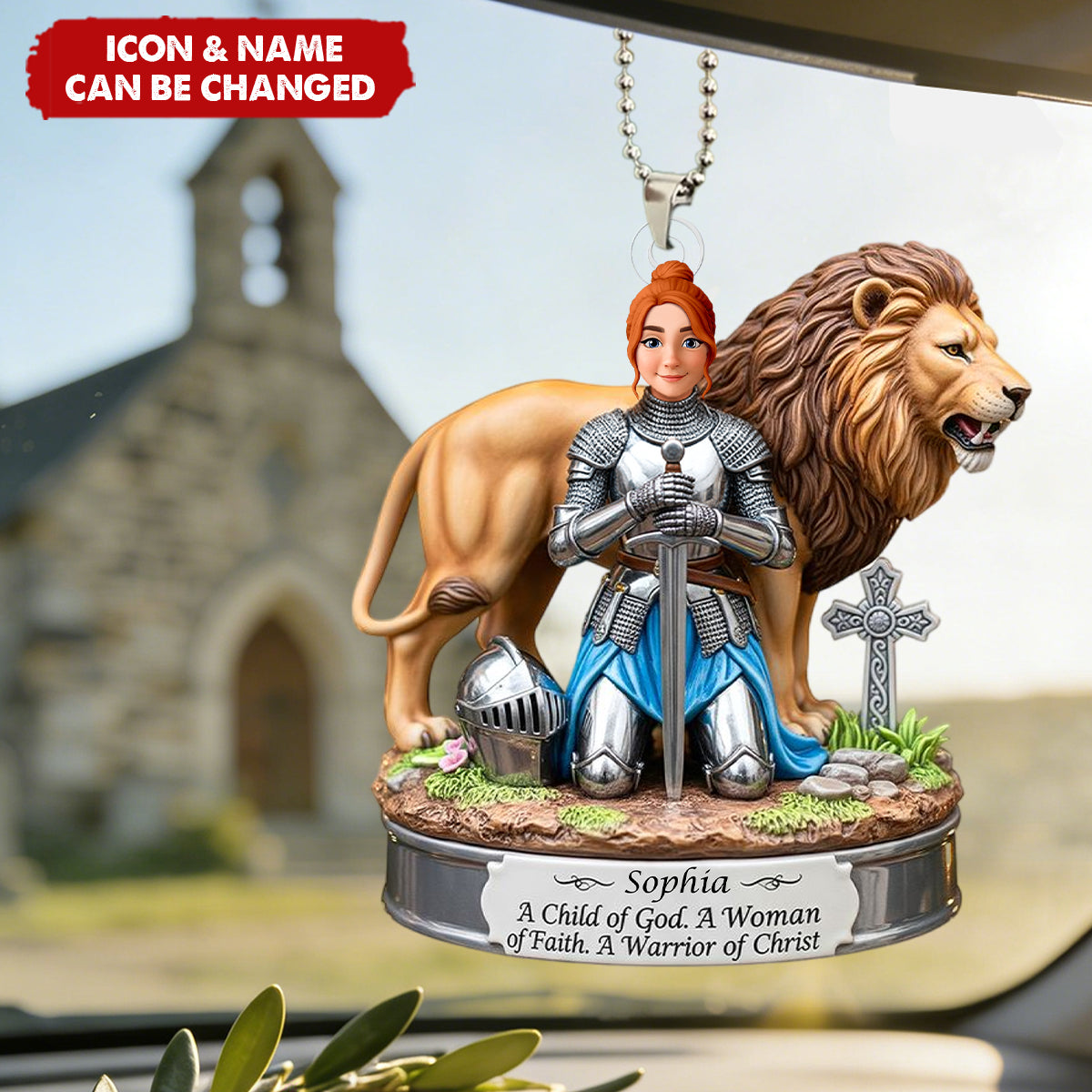 Warrior Of Christ Personalized Gifts For Christian Acrylic Car Ornament