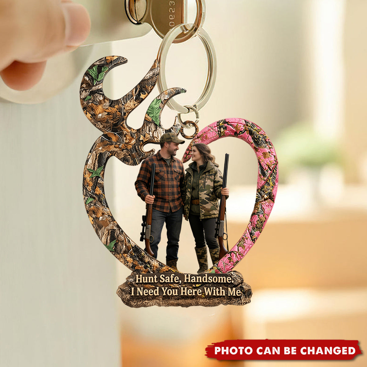 Couple Hunting Custom Photo Acrylic Keychain - Gifts For Couple