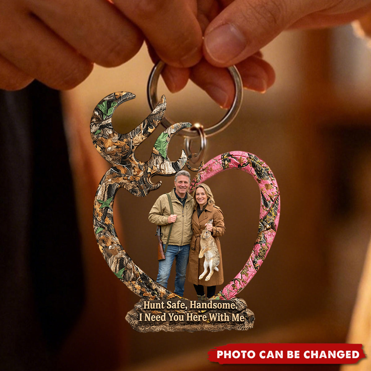 Couple Hunting Custom Photo Acrylic Keychain - Gifts For Couple