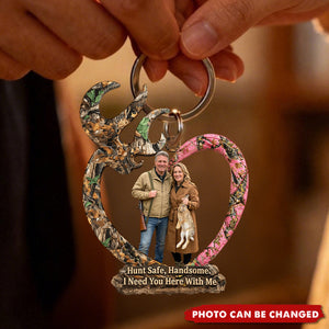 Couple Hunting Custom Photo Acrylic Keychain - Gifts For Couple