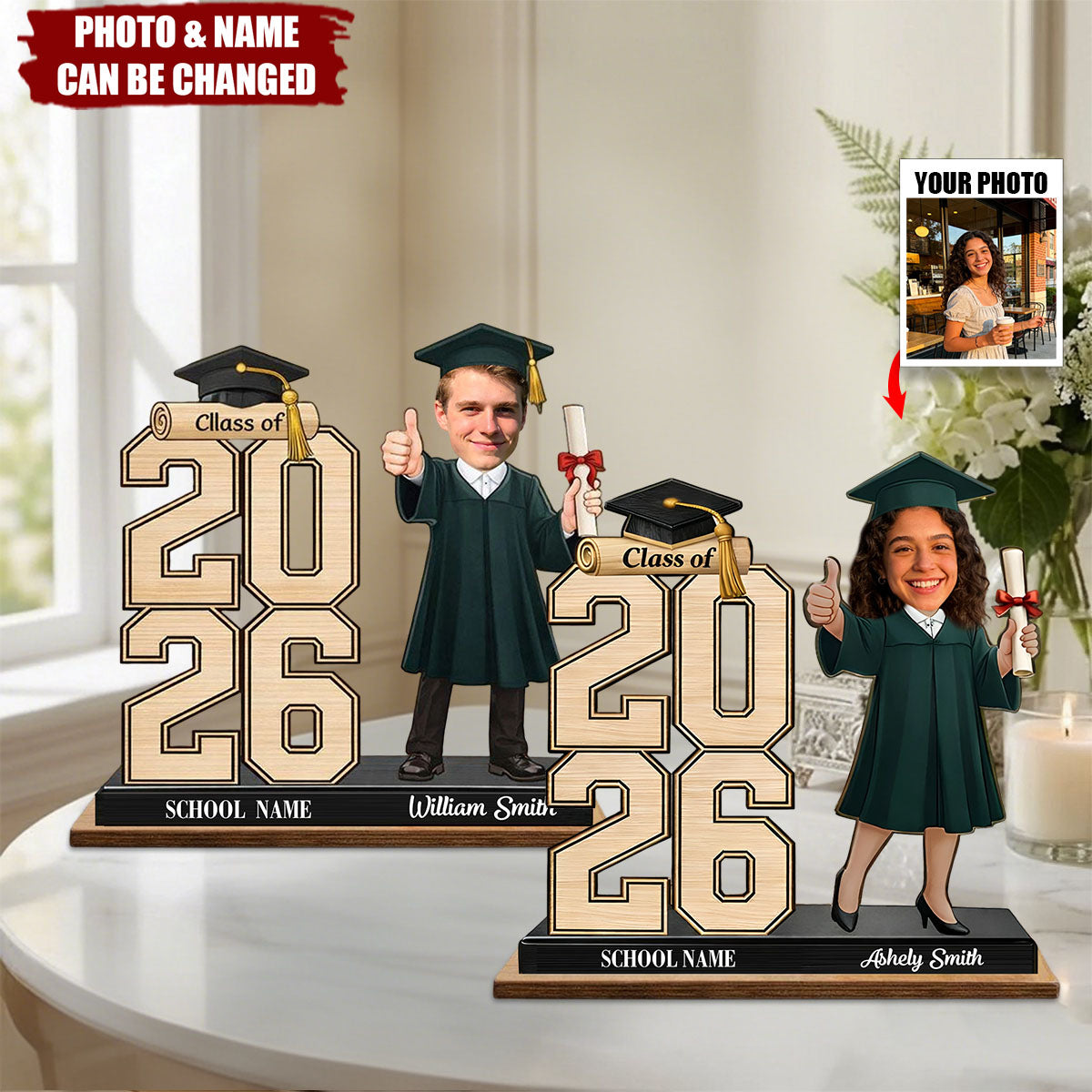 Personalized Graduation Class of 2026 Wooden Plaque Personalized Gift