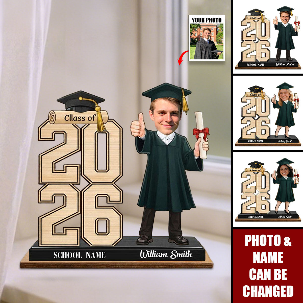 Personalized Graduation Class of 2026 Wooden Plaque Personalized Gift