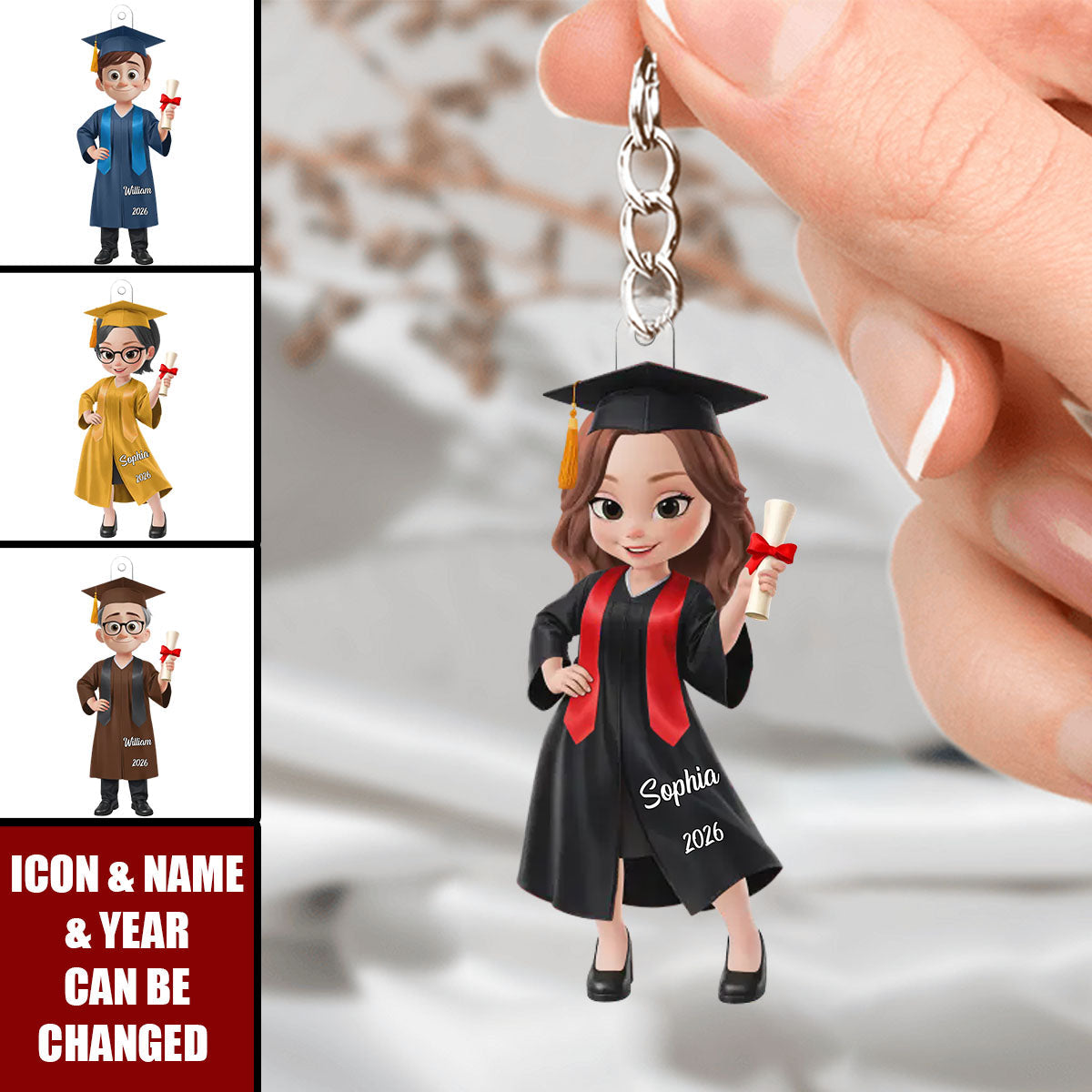 Acrylic Keychain - Personalized Graduation Gifts For Him, Her - Dream Big Achieve Bigger