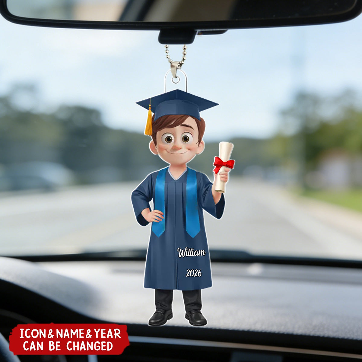 Acrylic Car Ornament - Personalized Graduation Gifts For Him, Her - Dream Big Achieve Bigger
