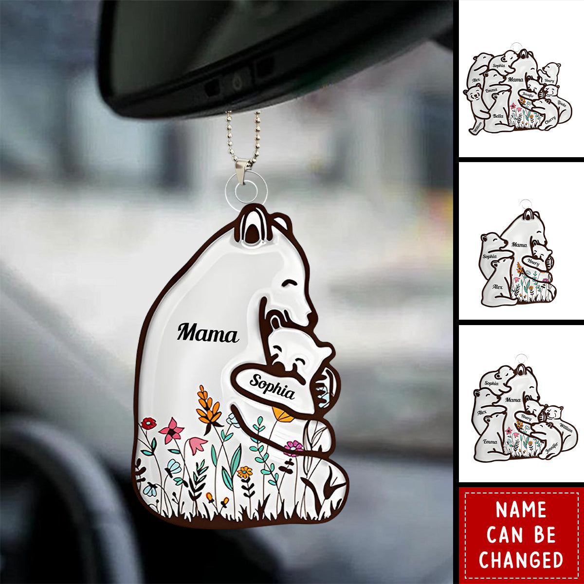 Mama Bear - Personalized Mother Custom Shaped Car Ornament