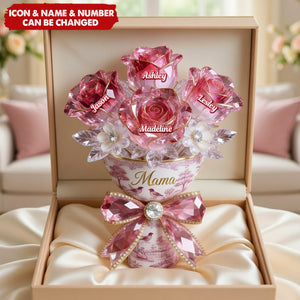 Toile de Jouy Flower Bouquet Mom Acrylic Plaque - Personalized Gifts For Mother's Day Plaque