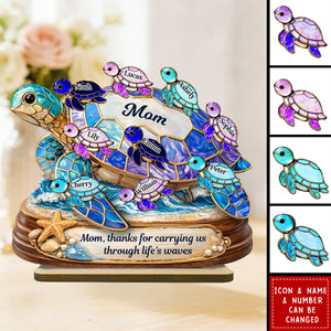 Thanks for Carrying us Through Life's Waves - Personalized 2-Layered Wooden Plaque - Heartfelt Mother's Day Gift for Mom, Wife