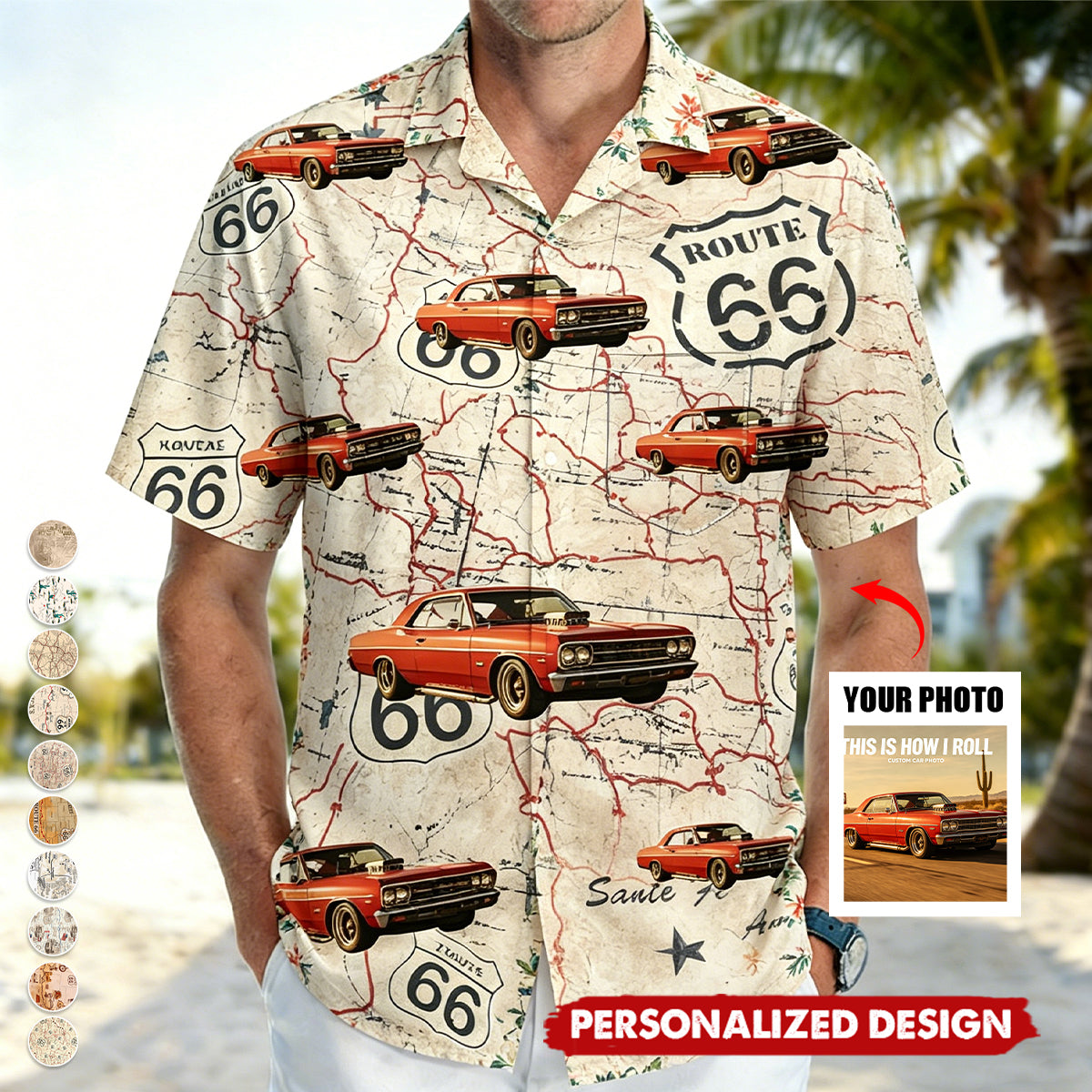This Is How I Roll - Custom Car Photo Route 66 Vintage Hawaiian Shirt