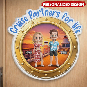 Custom Cruise Ship Door Magnet - Personalized Summer Vacation And Travel Gifts For Husband And Wife, Him And Her - Together Is My Favorite Place