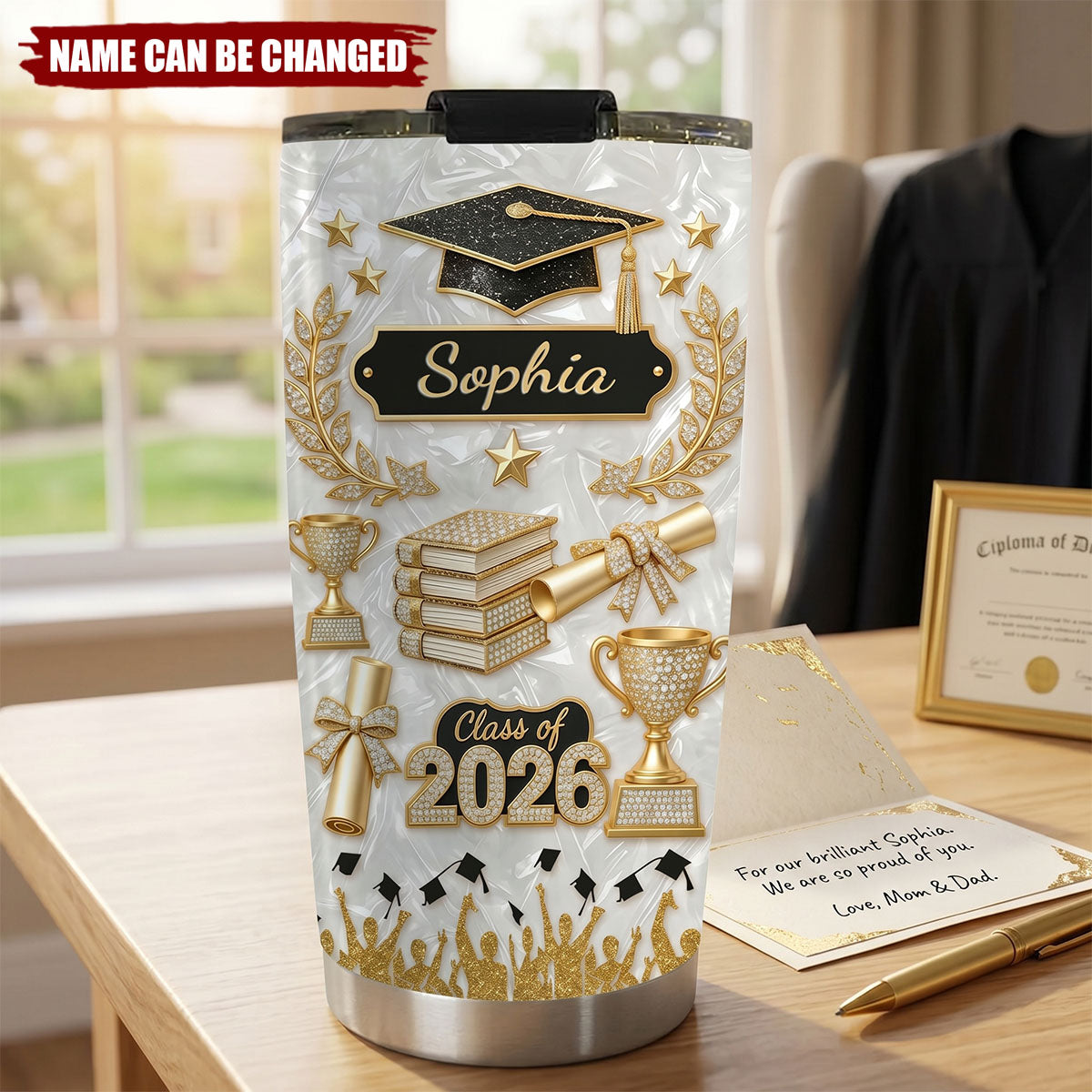 3D Effect Class Of Graduation - Personalized Tumbler - Graduation Gift