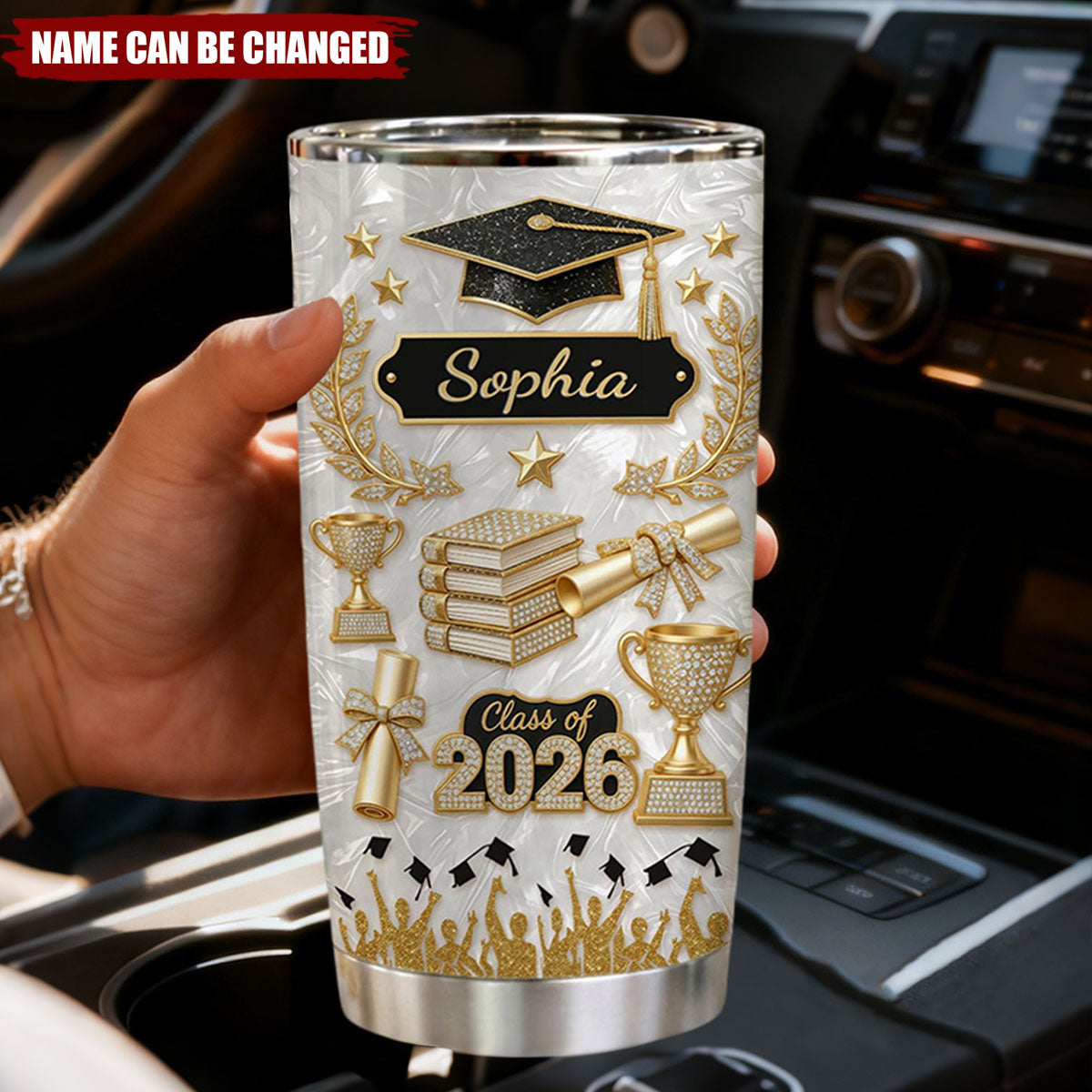 3D Effect Class Of Graduation - Personalized Tumbler - Graduation Gift