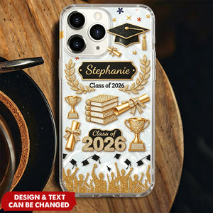 3D Effect Class Of Graduation - Personalized Phone Case - Graduation Gift