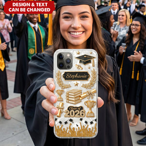 3D Effect Class Of Graduation - Personalized Phone Case - Graduation Gift