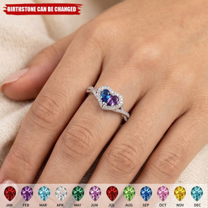 Personalized Mother Daughter Birthstone Ring, Heart Sapphire Ring, Mothers Day Gift for Mom, Family Love Jewelry