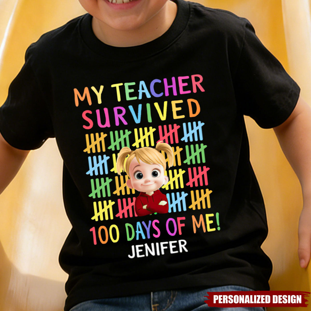 Personalized Shirt - 100 Days Of School School Gifts For Boys Girls Kids