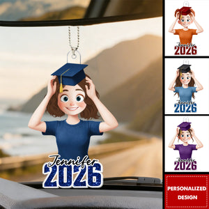 Personalized Acrylic Car Ornament - Custom Name Gifts For Graduation