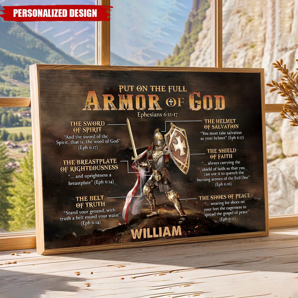 Put On The Full Armor Of God - Personalized Poster, God Wall Art Home Decor, Christian Gift Idea, Church Decor
