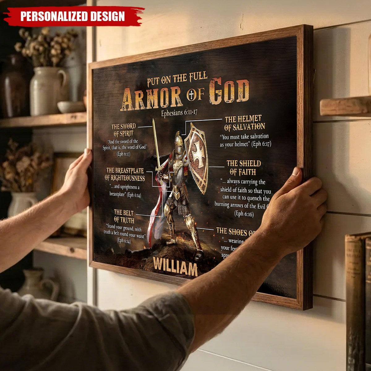 Put On The Full Armor Of God - Personalized Poster, God Wall Art Home Decor, Christian Gift Idea, Church Decor